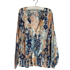 Canyon Retreat Women's Ikat Print Cardigan Size 1X